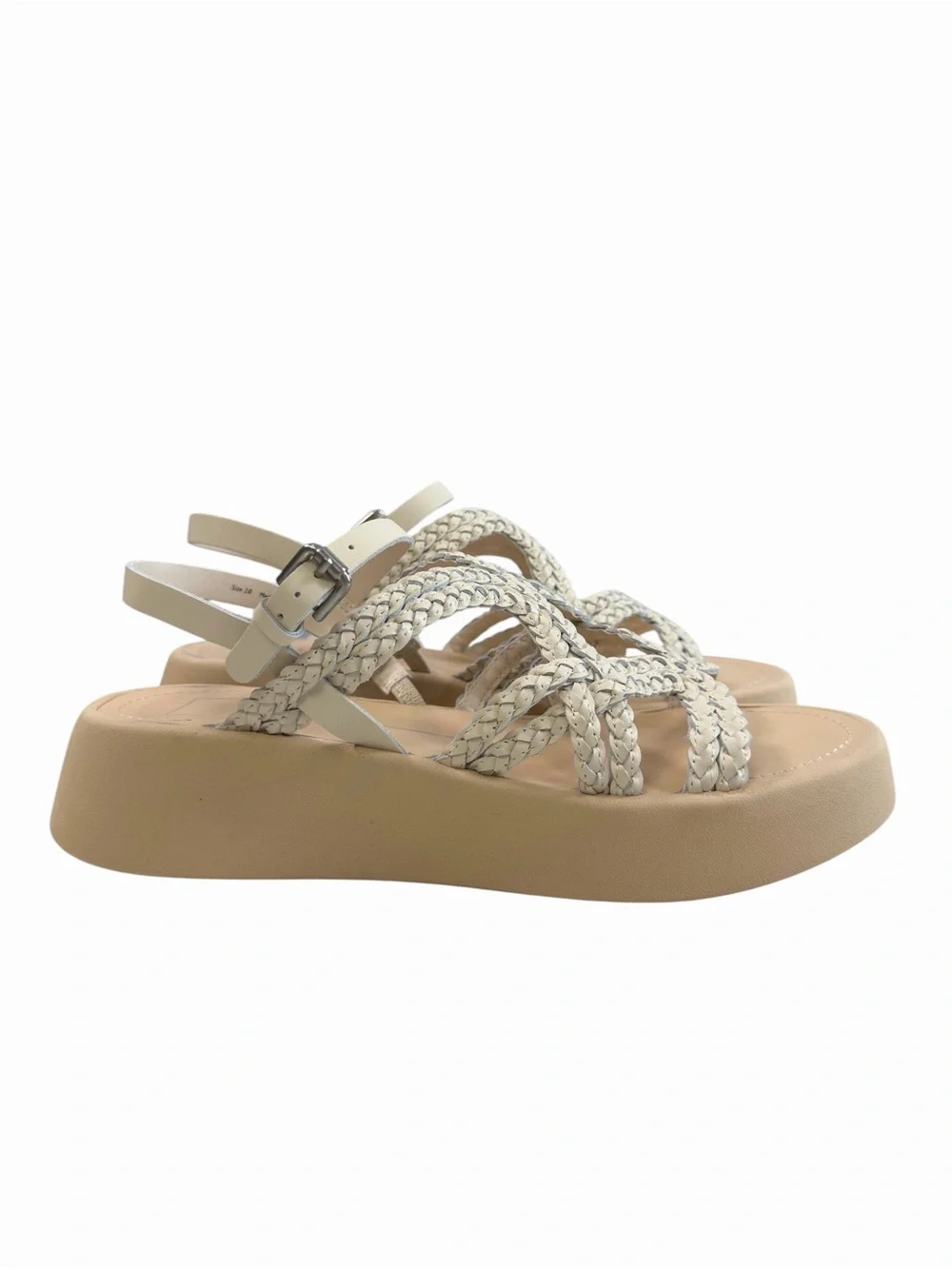 NWOB Dolce Vita Gatsby Braided Strappy Leather Platform Wedge Sandals Creme Sz10